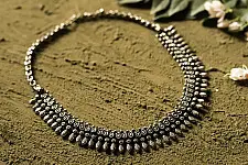 धरा ✽ Antique Finish White Metal ✽ Necklace { 34 }